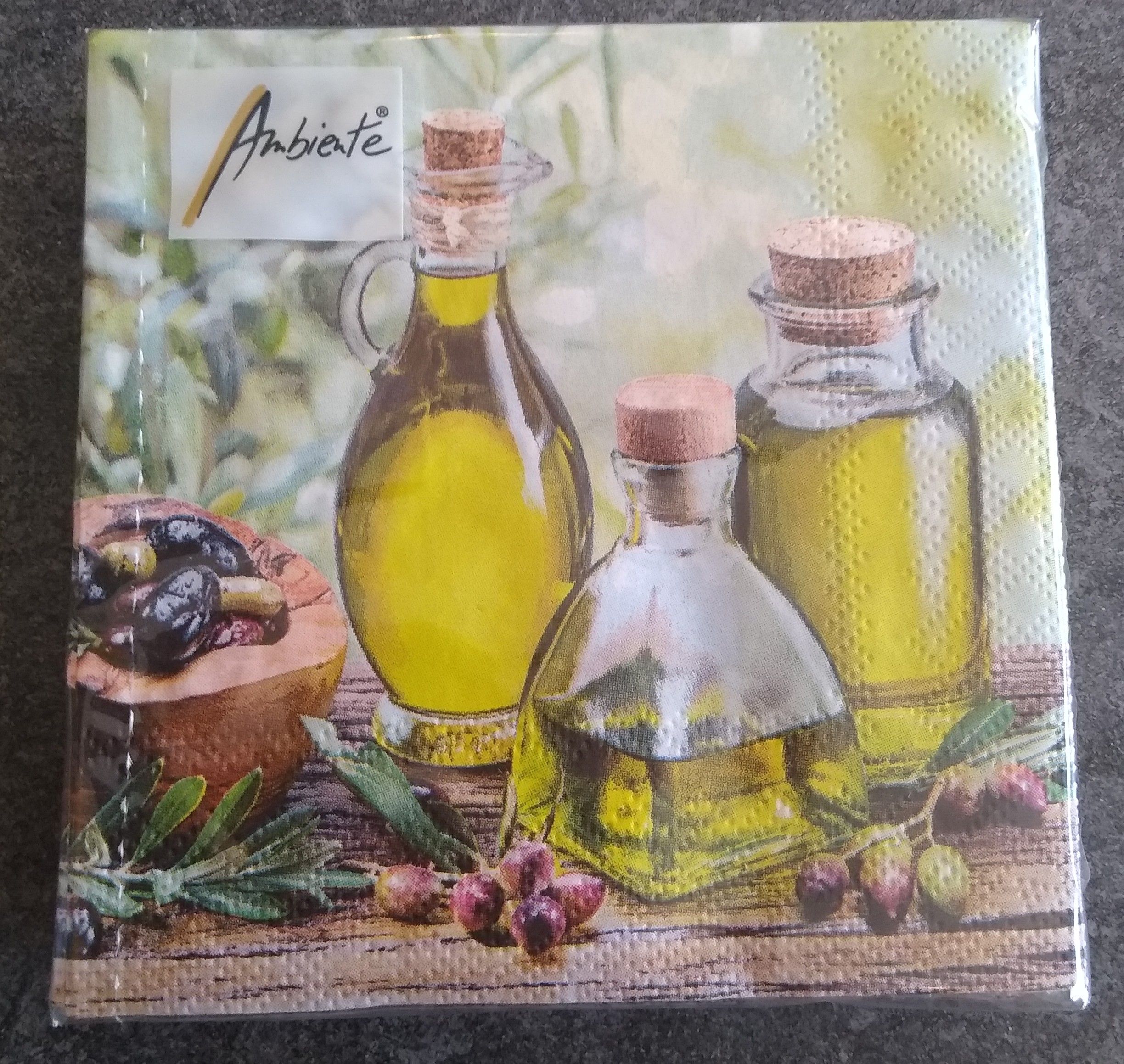 Servietten Olivenöl Oliven Feinkost