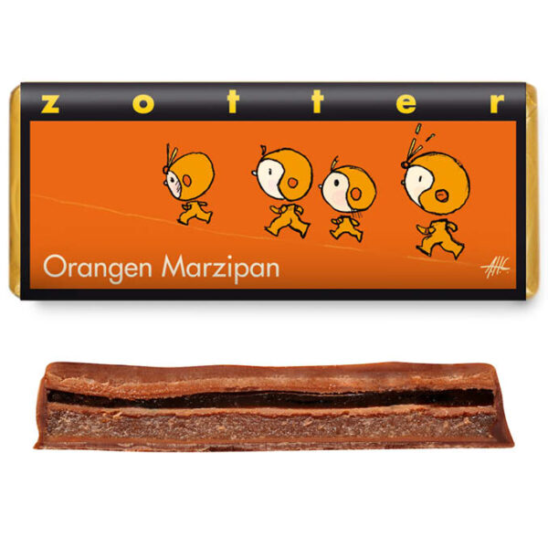 Zotter Schokolade Orange Marzipan Bergmilch